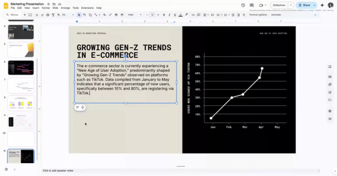 Gemini 在 Slides 中辅助排版与生成演示文稿