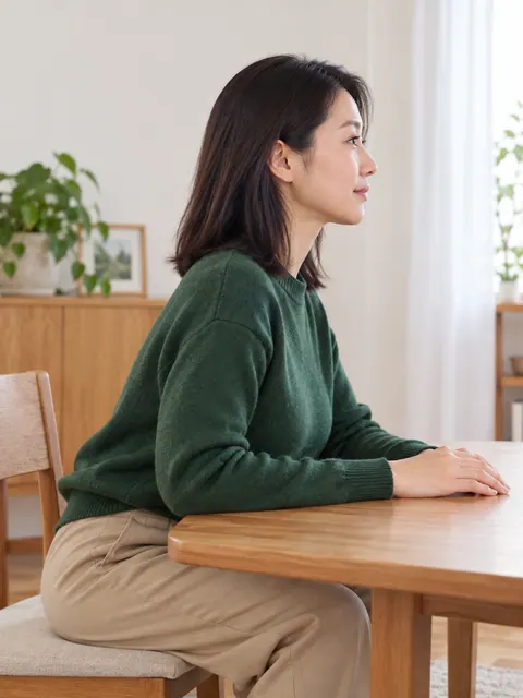 趴桌・上身前倾（侧面）真人参考照片