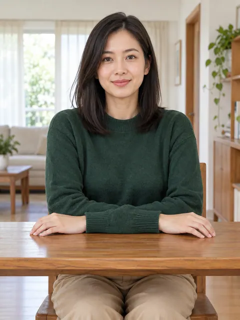 趴桌・上身前倾（正面）真人参考照片