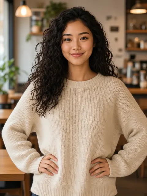 双手掐腰挺胸（正面）真人参考照片
