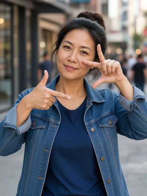 手指取景框（正面）真人参考照片