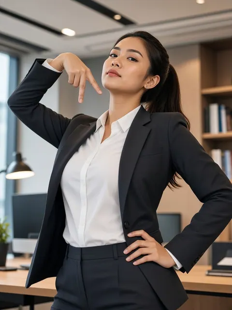 辣妹剪刀手（手背朝外）（仰视）真人参考照片