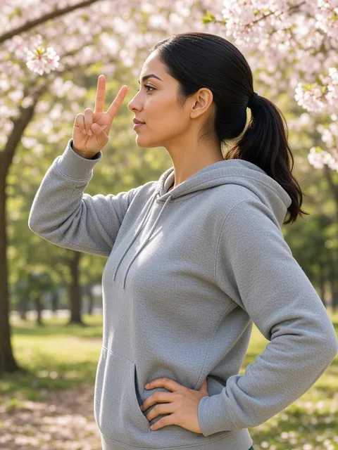 辣妹剪刀手（手背朝外）（侧面）真人参考照片