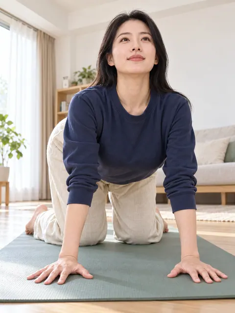 四点跪姿・目视前方（仰视）真人参考照片