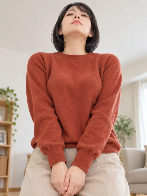 前倾・双臂下垂并拢（仰视）真人参考照片